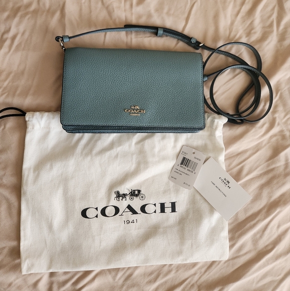 Coach Hayden Foldover Crossbody Clutch Bag in Blue Cloud - Picture 4 of 12